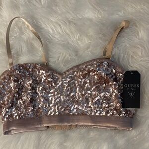 GUESS Sequin Bandeau in Gold and Cream